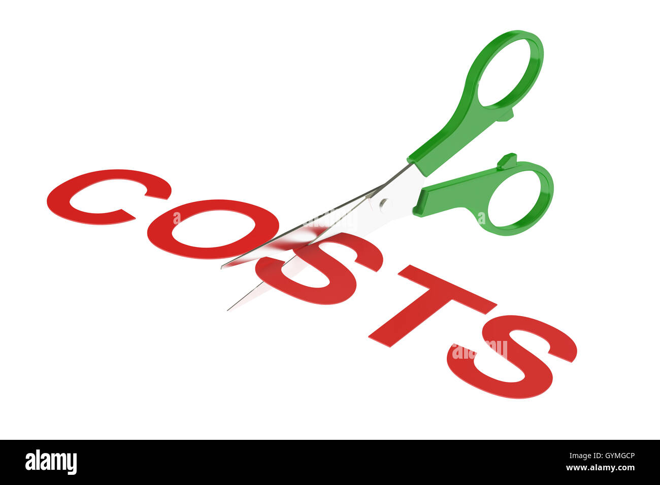 Concetto di costi, il taglio dei costi. 3D rendering isolati su sfondo bianco Foto Stock