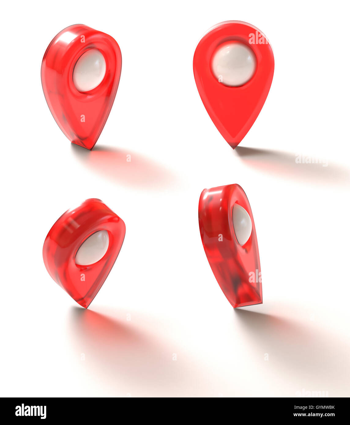 3D'illustrazione. Marchio GPS sulla superficie bianca. Percorso di clipping incluso. Foto Stock