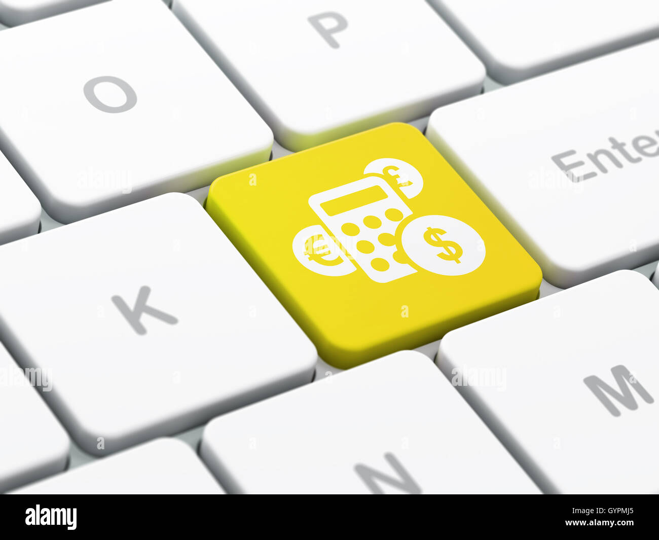 Il concetto di business: Calcolatrice sulla tastiera del computer sullo sfondo Foto Stock