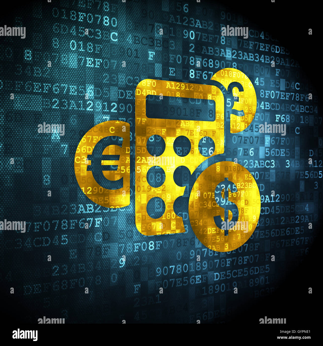 Concetto di commercializzazione: Calcolatrice su sfondo digitale Foto Stock