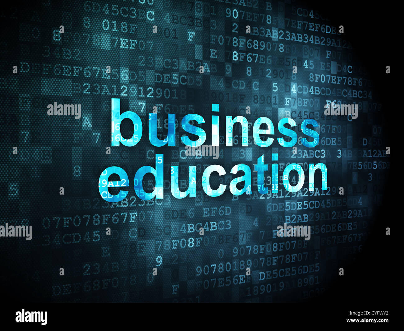 Il concetto di educazione: formazione aziendale su sfondo digitale Foto Stock