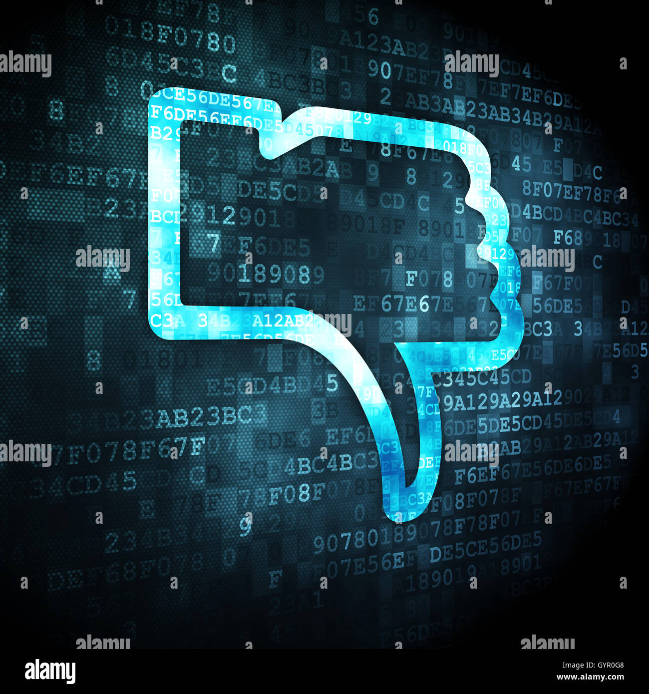 Social media concetto: a differenza su sfondo digitale Foto Stock