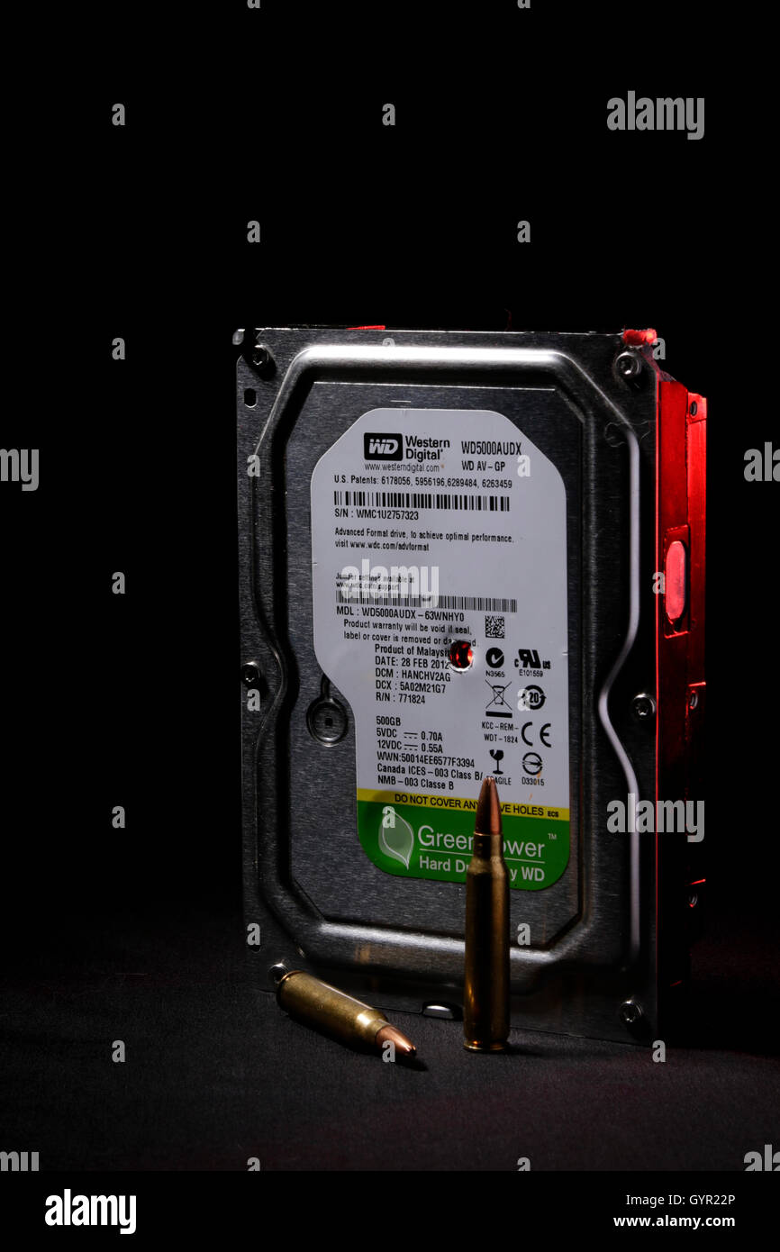 Western Digital Disco rigido con: 5,56mm Bullet foro Foto Stock