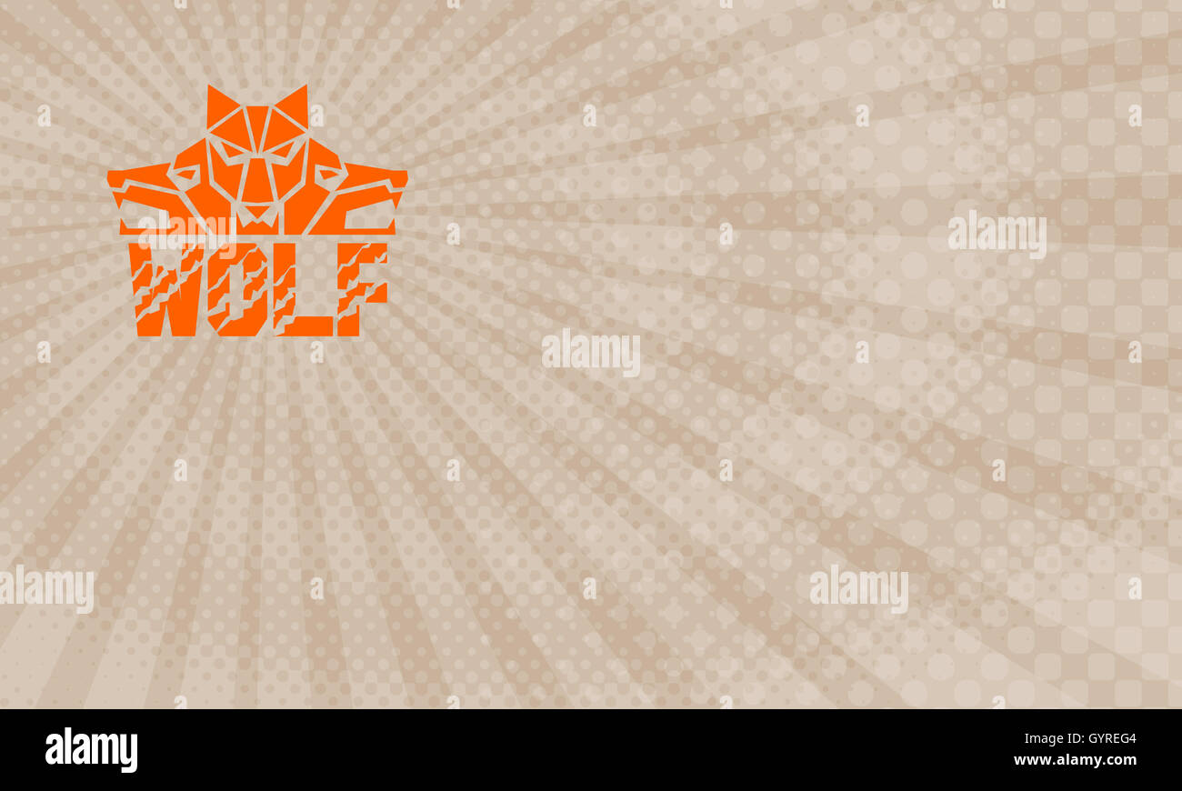 Business Card mostra illustrazione di un pacco di teste di lupo visto dal lato anteriore impostato su isolato sfondo bianco con la parola di testo Wolf fatto in stile retrò. Foto Stock
