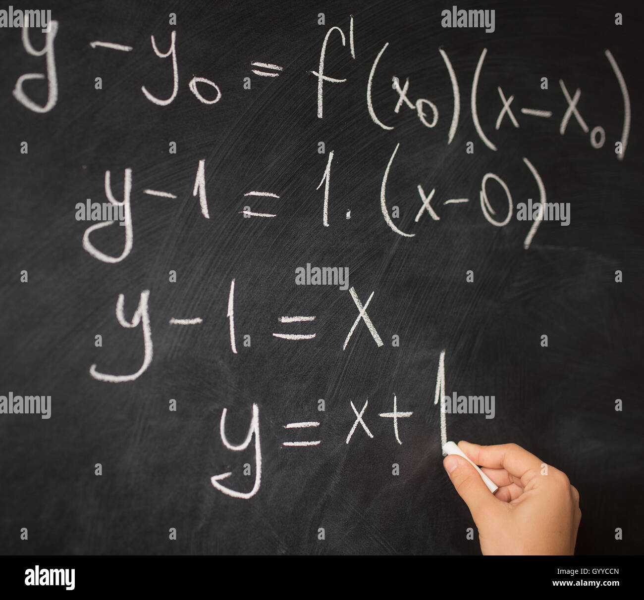 Classe math sulla lavagna Foto Stock