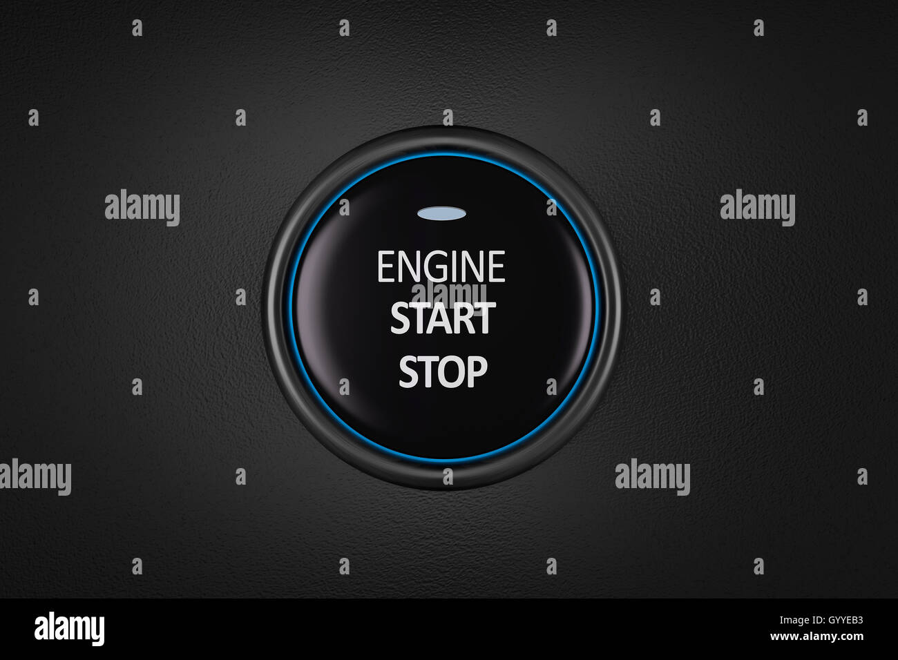 Auto motore pulsante start e stop.il rendering 3D Foto Stock