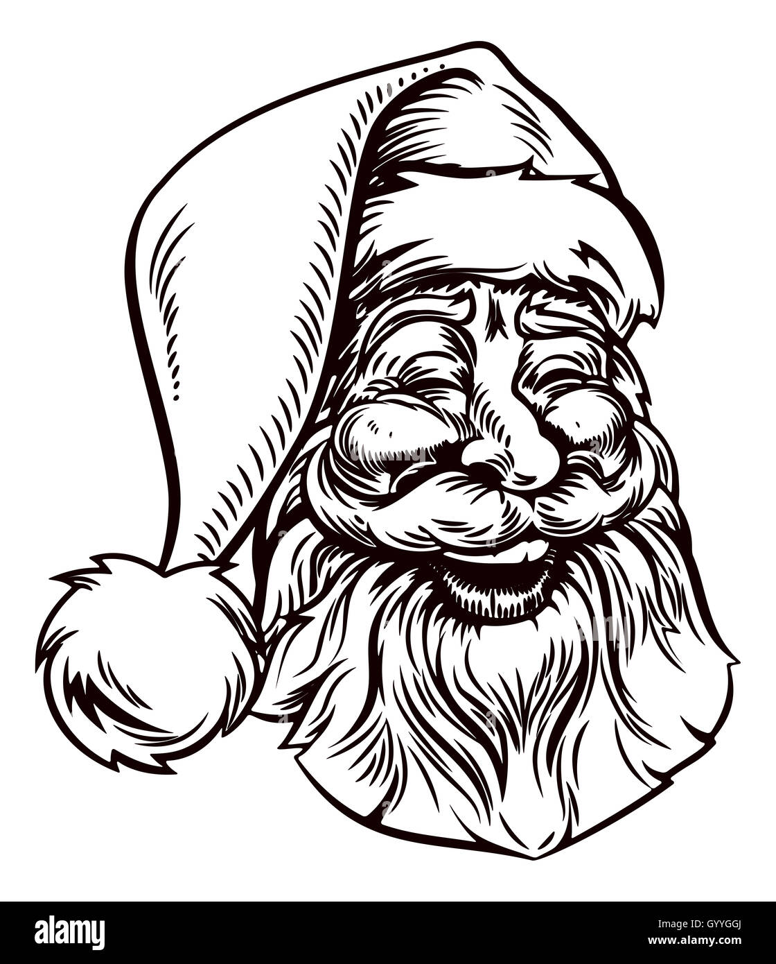 Un retrò originale illustrazione di Natale di Santa Claus in un vintage stile xilografia Foto Stock