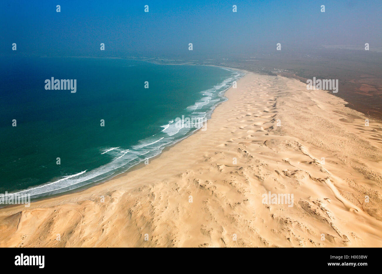 Il Boa Vista, spiaggia Curral Mateus, immagine aerea, Capo Verde Isole, Boa Vista Foto Stock