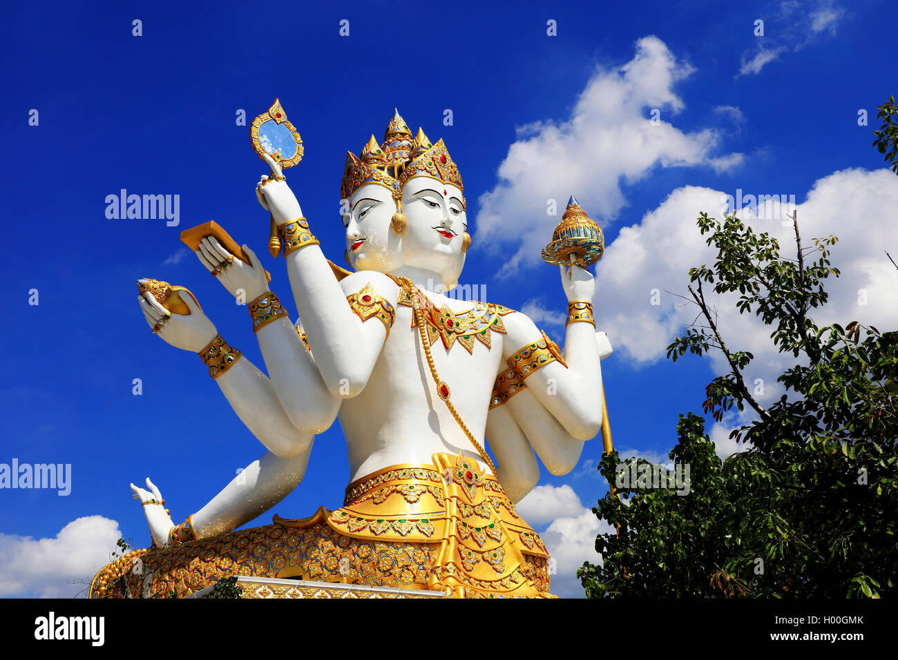Brahma, dio creatore nella Trimurti dell'Induismo, Thailandia, Chachoengsao Foto Stock