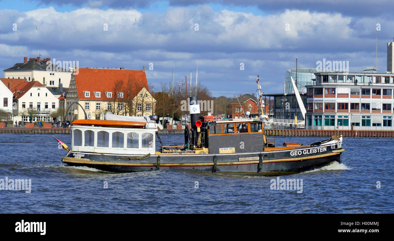 Nave tradizionale Geo Gleistein davanti Museumshaven Bremen Vegesack, Germania, Brema Foto Stock