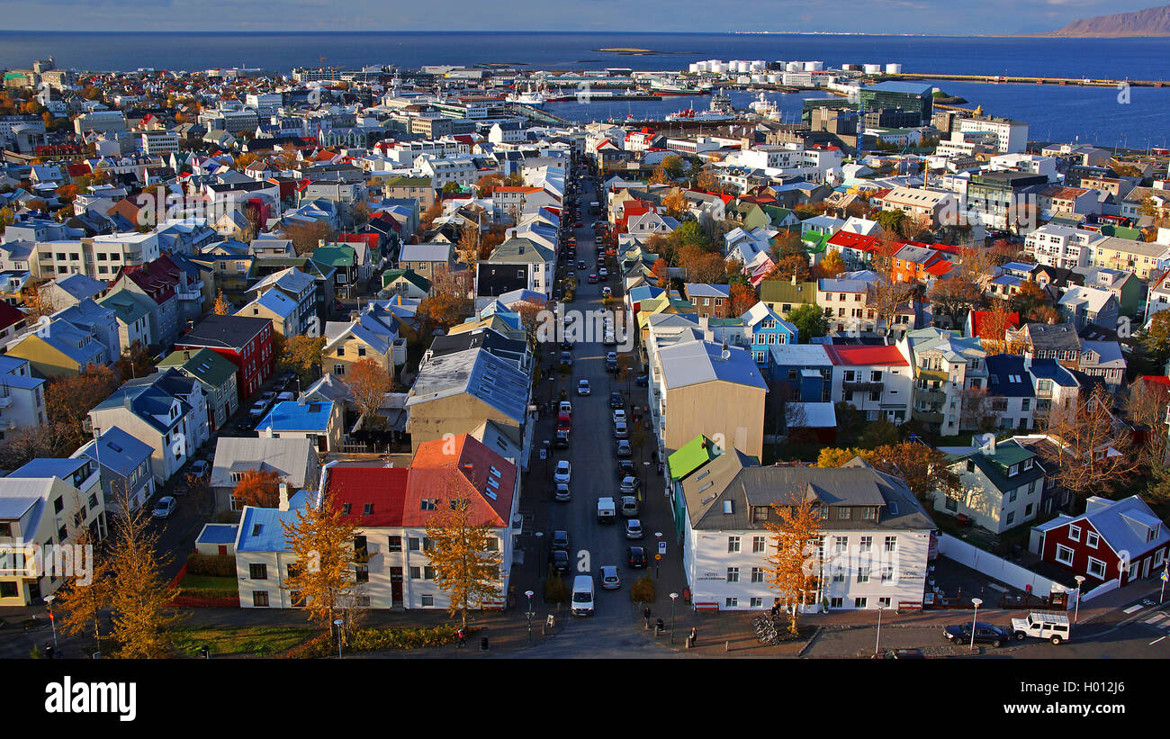 Vista sulla città vecchia di Reykjavik, Islanda, Reykjavik Foto Stock