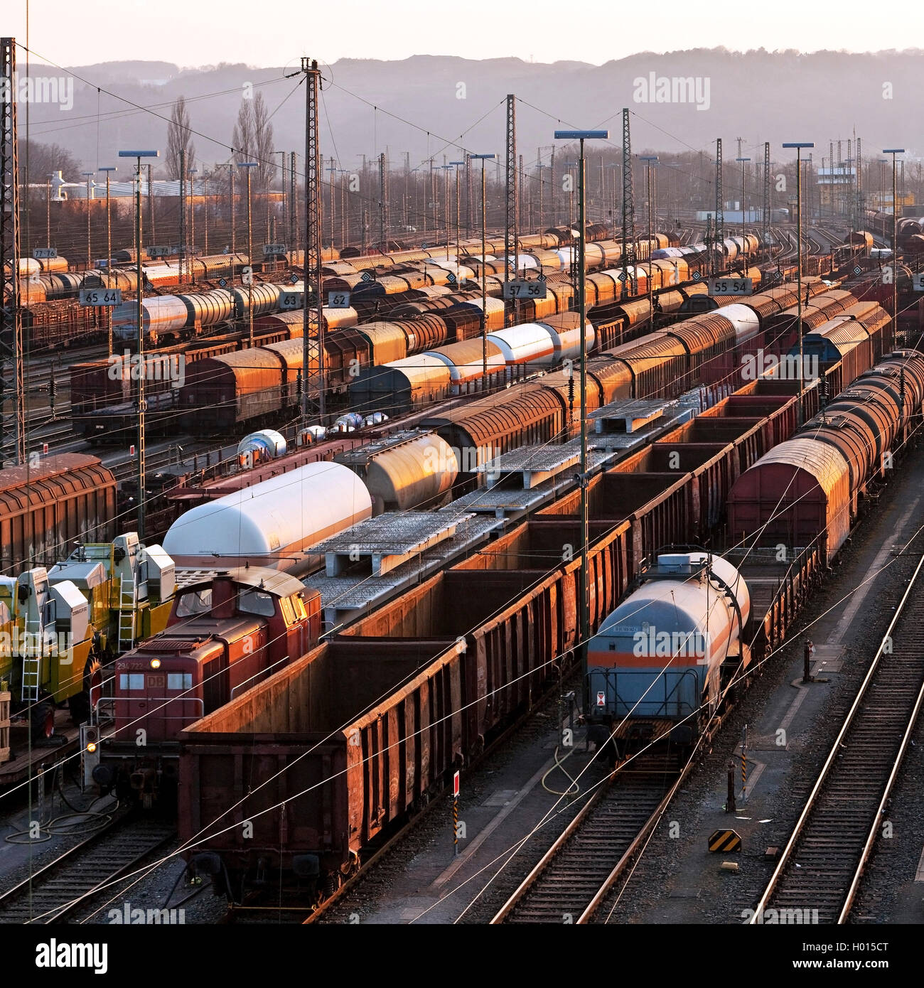 La formazione del treno cantiere Vorhalle, in Germania, in Renania settentrionale-Vestfalia, la zona della Ruhr, Hagen Foto Stock