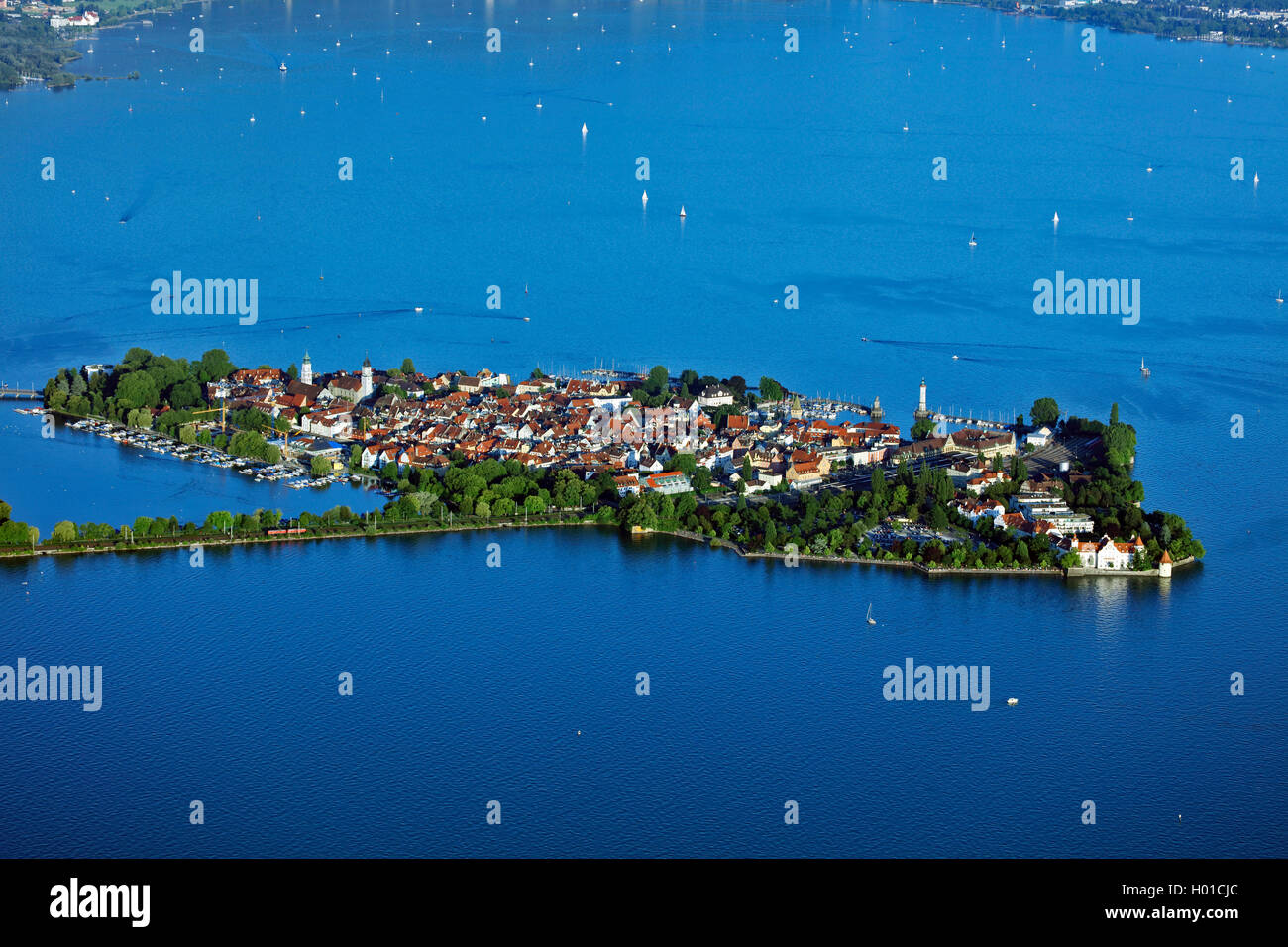 Isola di Lindau nel Bodensee, 20.07.2016, vista aerea, GERMANIA Baden-Wuerttemberg Foto Stock