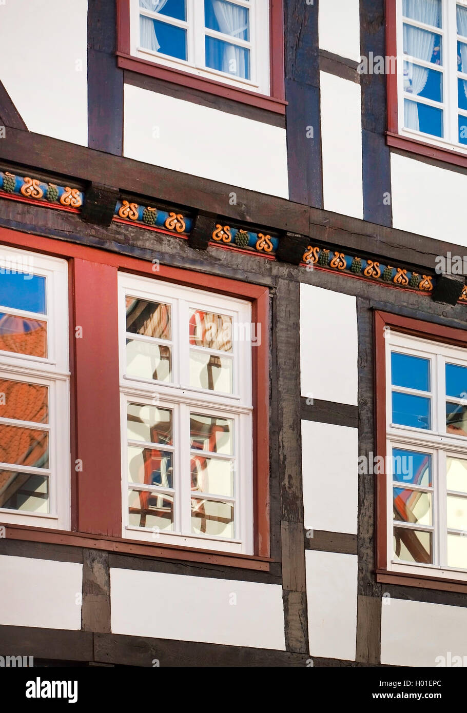 Casa in legno e muratura nella città vecchia, dettaglio, in Germania, in Renania settentrionale-Vestfalia, Soest Foto Stock