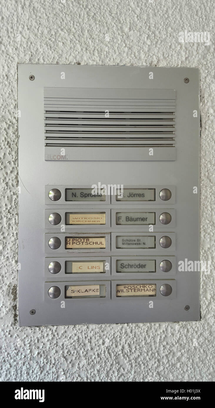 Piastre di campana di un apartment house Foto Stock