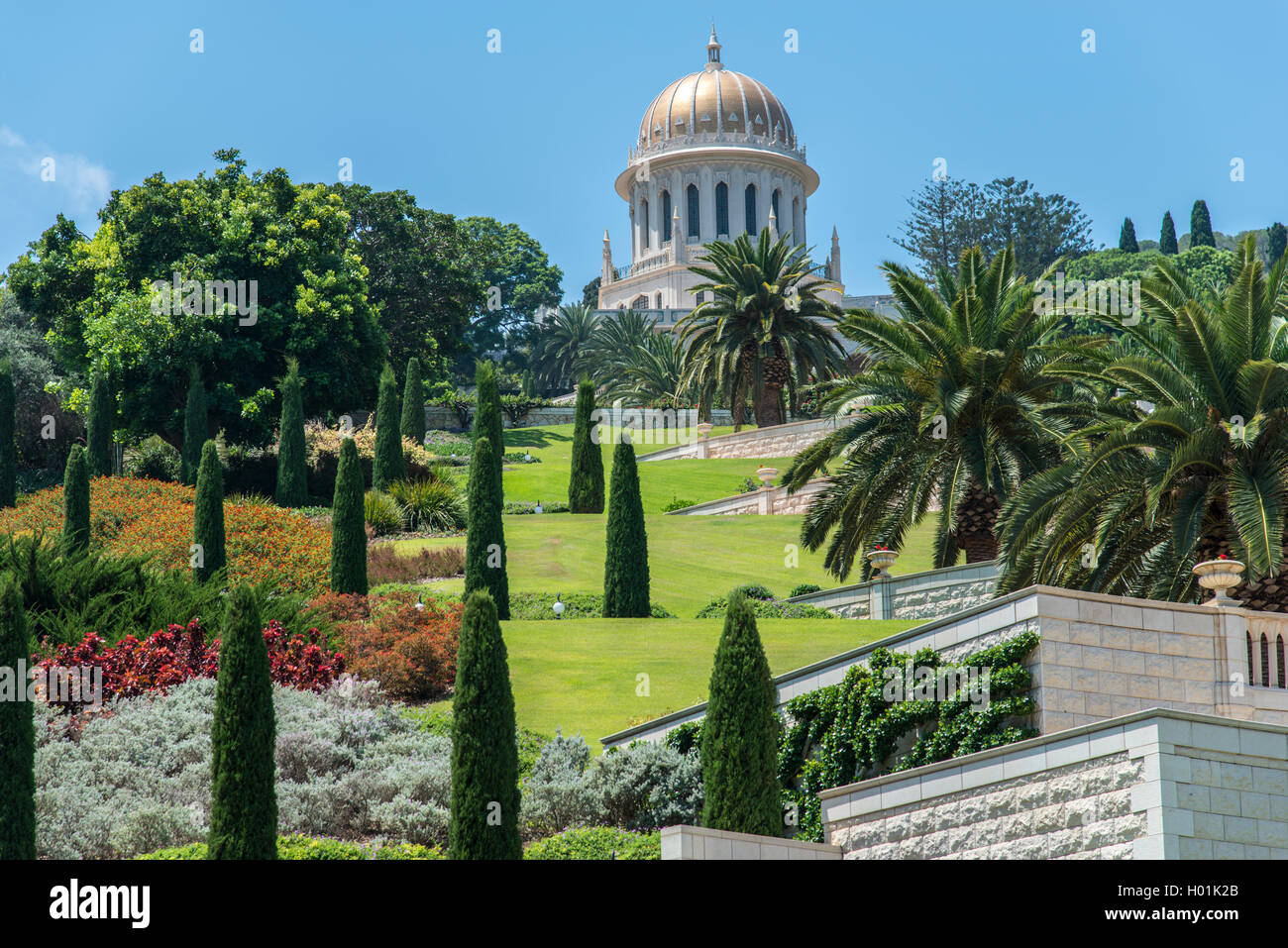 I giardini Bahai di Haifa, Israele Foto Stock