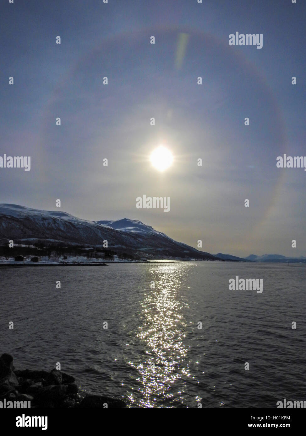 Sun alo, Norvegia, Troms, Tromsoe Foto Stock