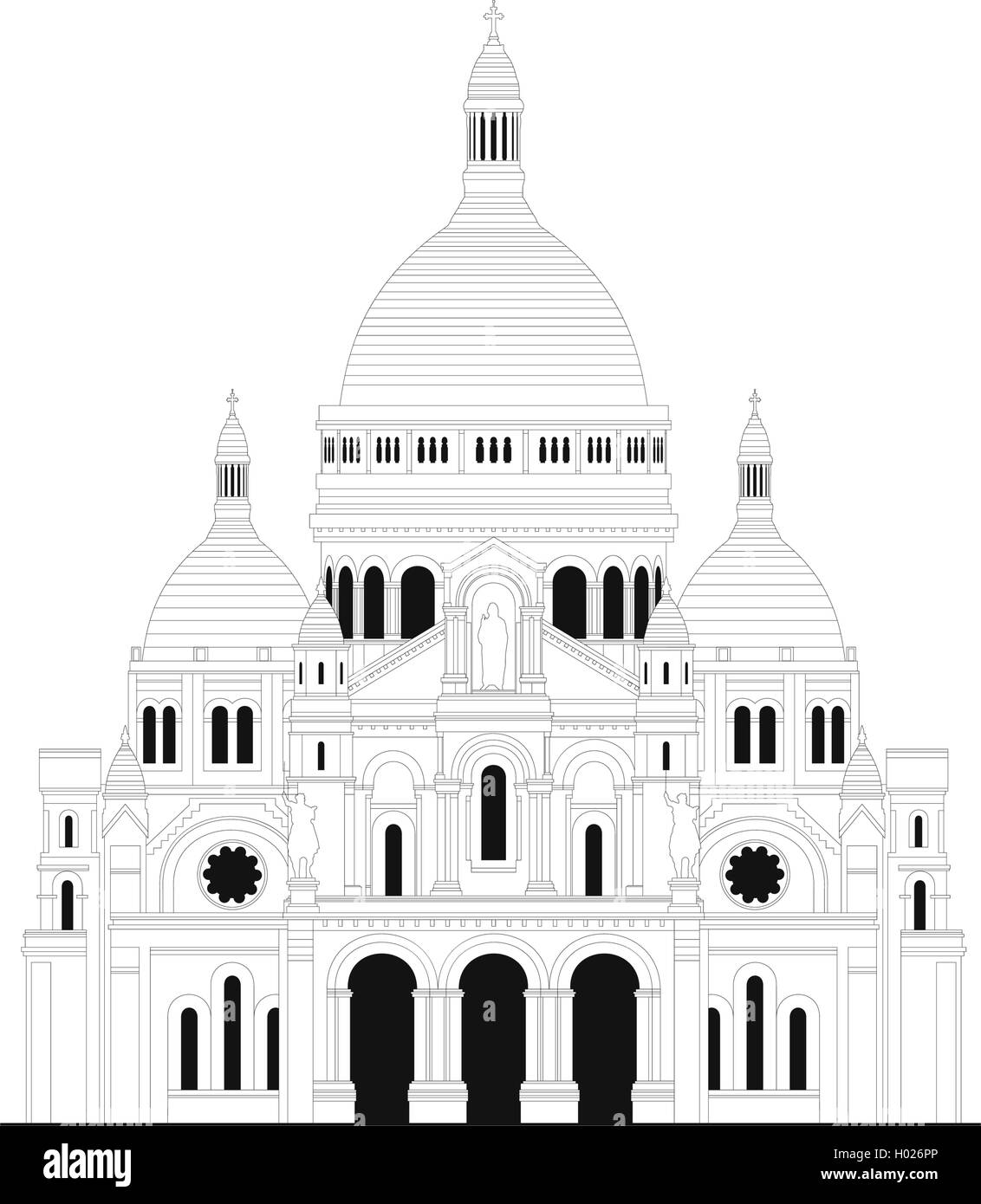 Il sacro Basilica Sacre Coeur in Francia - 1 Illustrazione Vettoriale