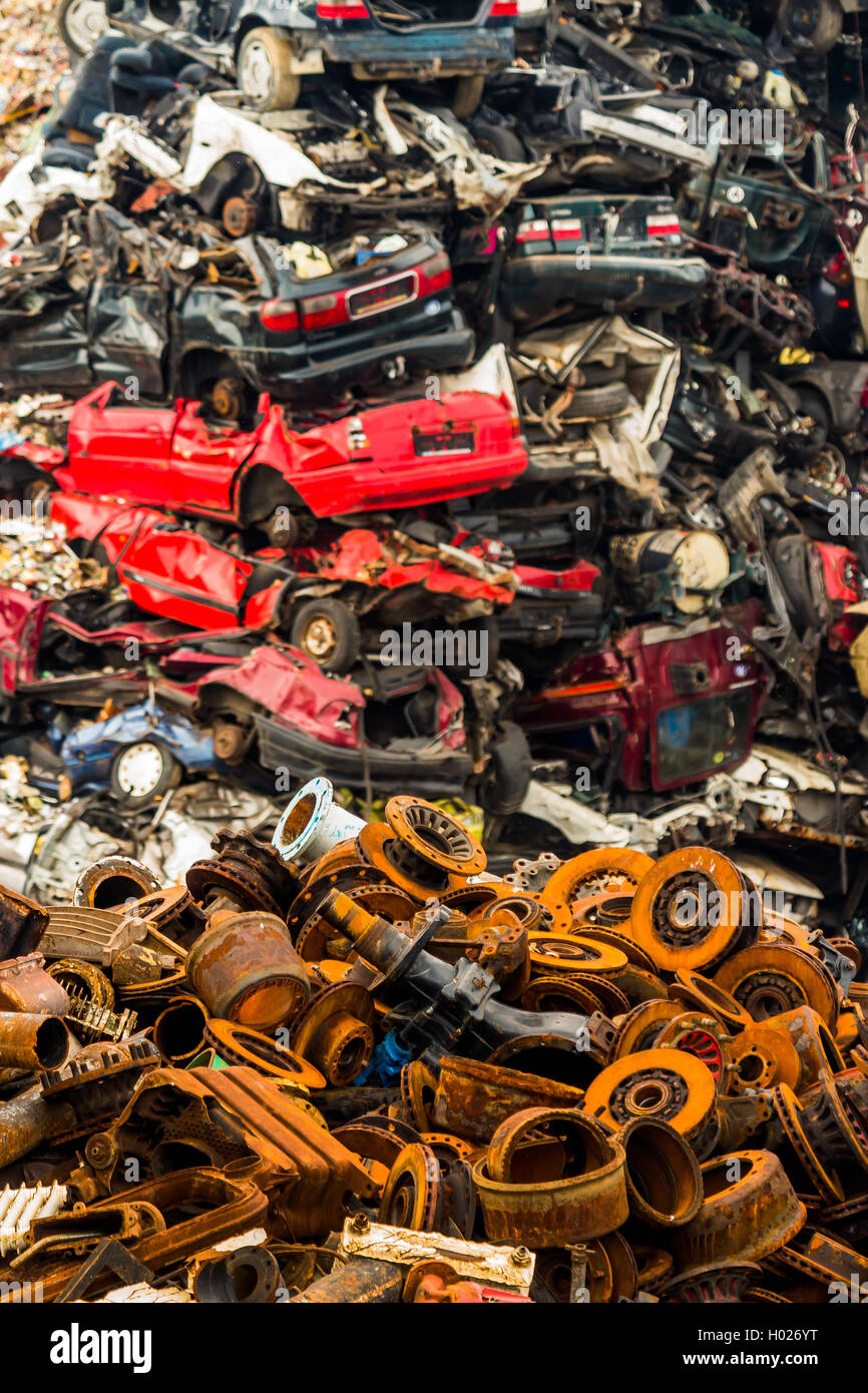 Auto rottamata su un scrapyard, Austria Foto Stock