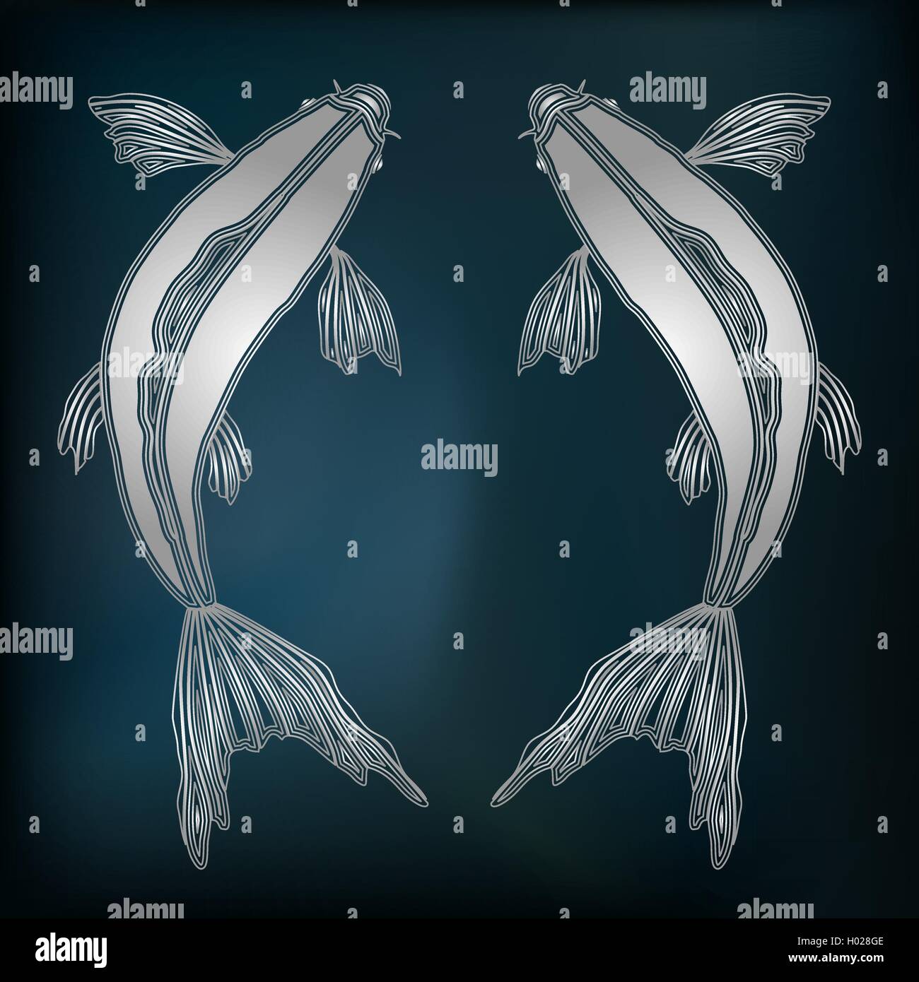 Argento, pesci zodiaco pesci segno Illustrazione Vettoriale