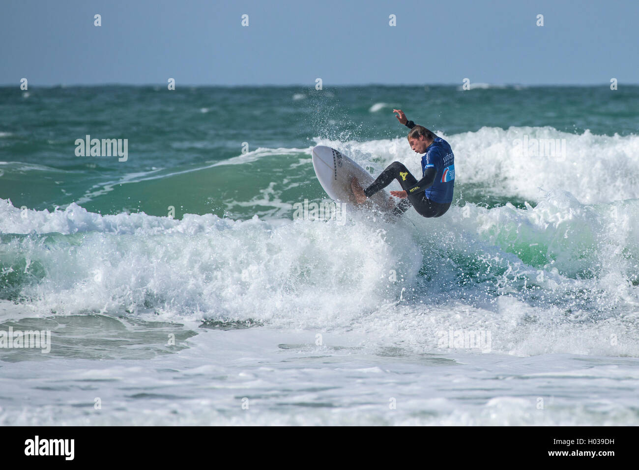 Il Surfing GB Inter-Clubs Surf concorrenza a Fistral in Newquay Foto Stock