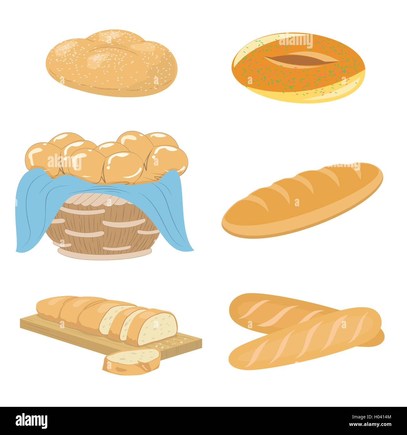 Pane e prodotti da forno set di icone Illustrazione Vettoriale