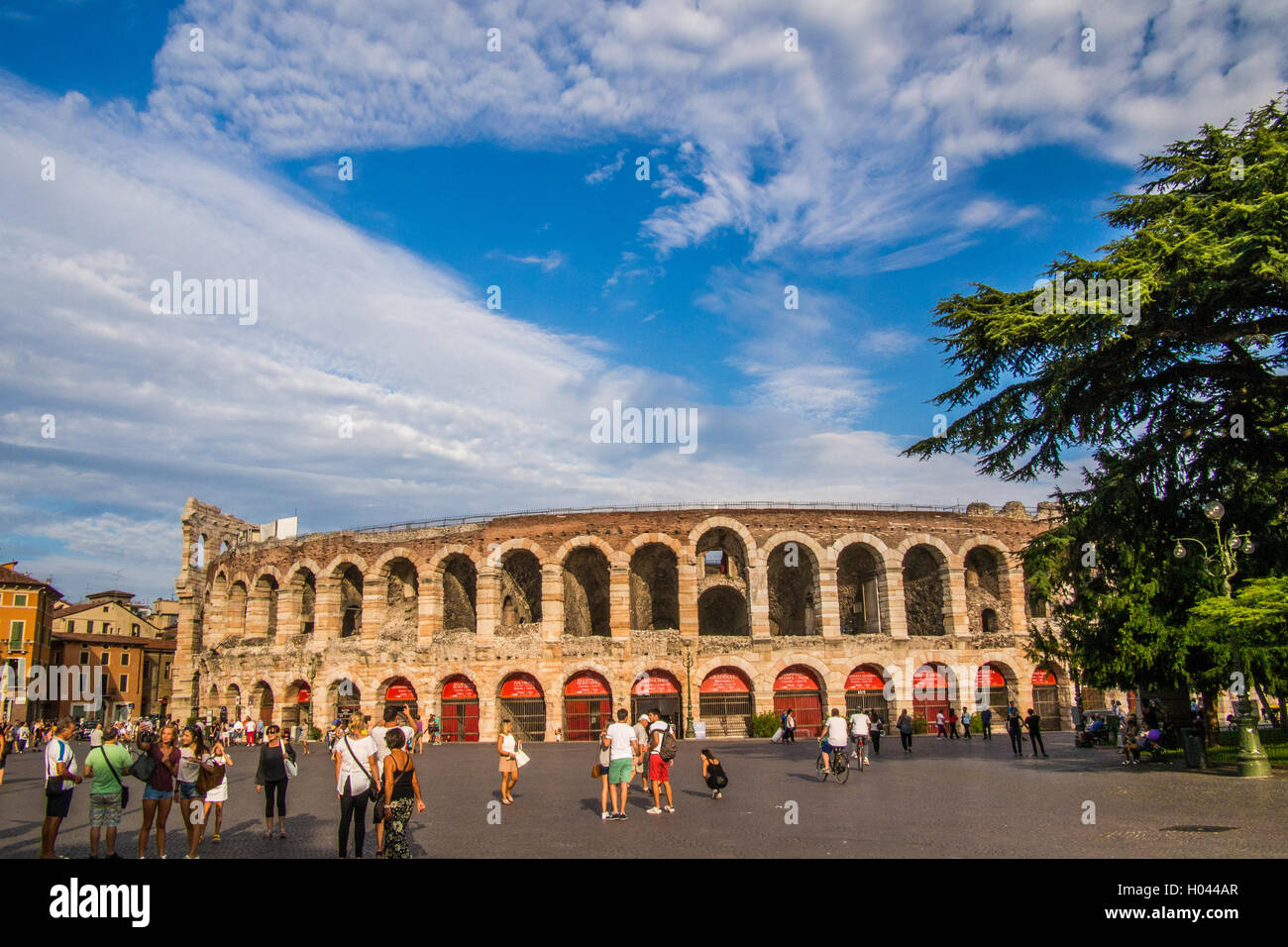 Arena di Verona, un anfiteatro romano, Verona, Veneto, Italia. Foto Stock