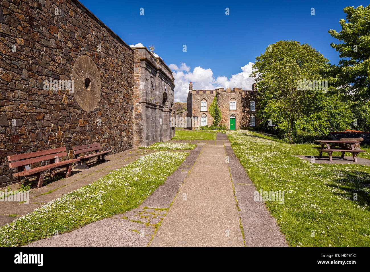 Haverfordwest Castello, Pembrokeshire, Wales, Regno Unito, Europa. Foto Stock