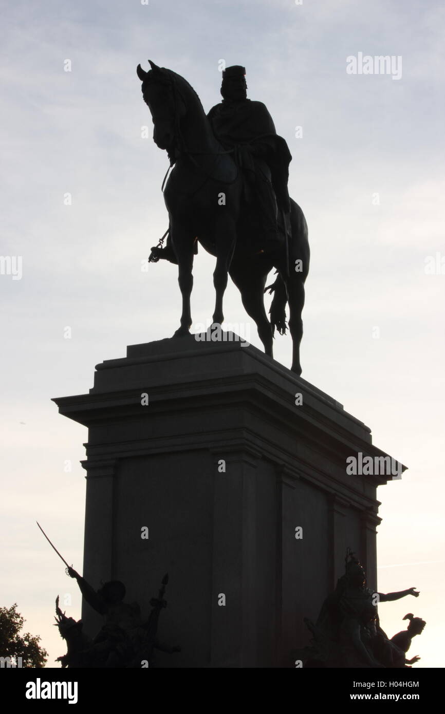 Monumento equestre al Gianicolo dedicata a Giuseppe Garibaldi, Roma, Italia, dettaglio Foto Stock