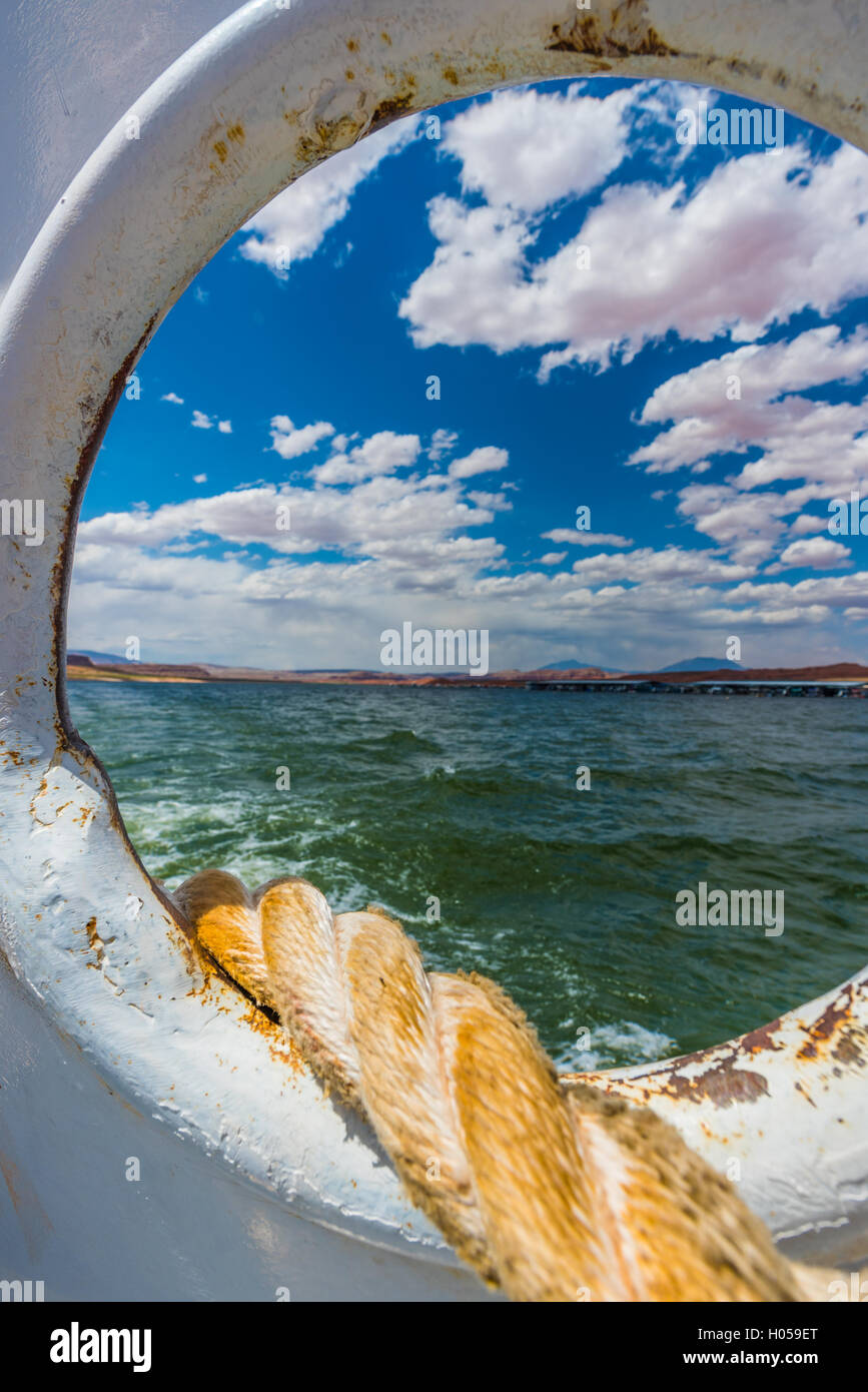 Linea di ormeggio sul Lago Powell Ferry USA Utah Foto Stock