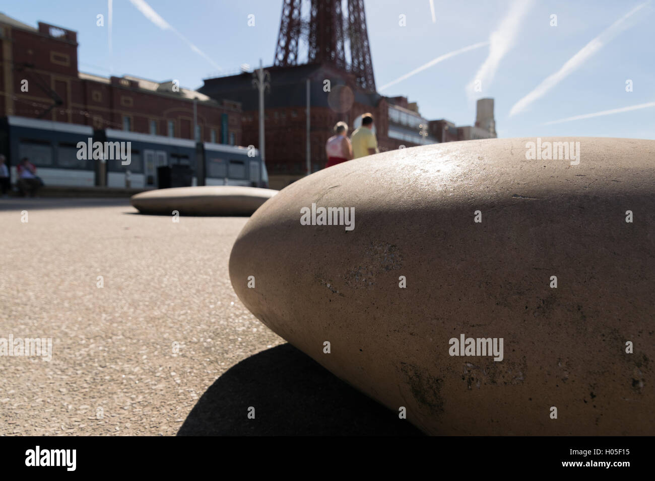 Scultura di ghiaia sul lungomare di Blackpool 3 Foto Stock