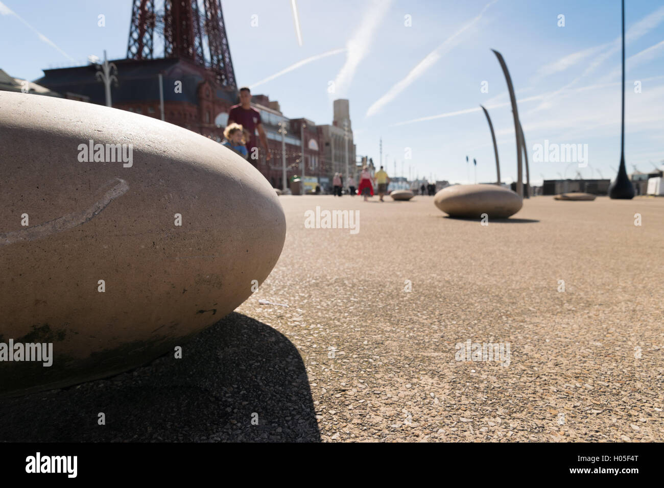 Scultura di ghiaia sul lungomare di Blackpool 2 Foto Stock