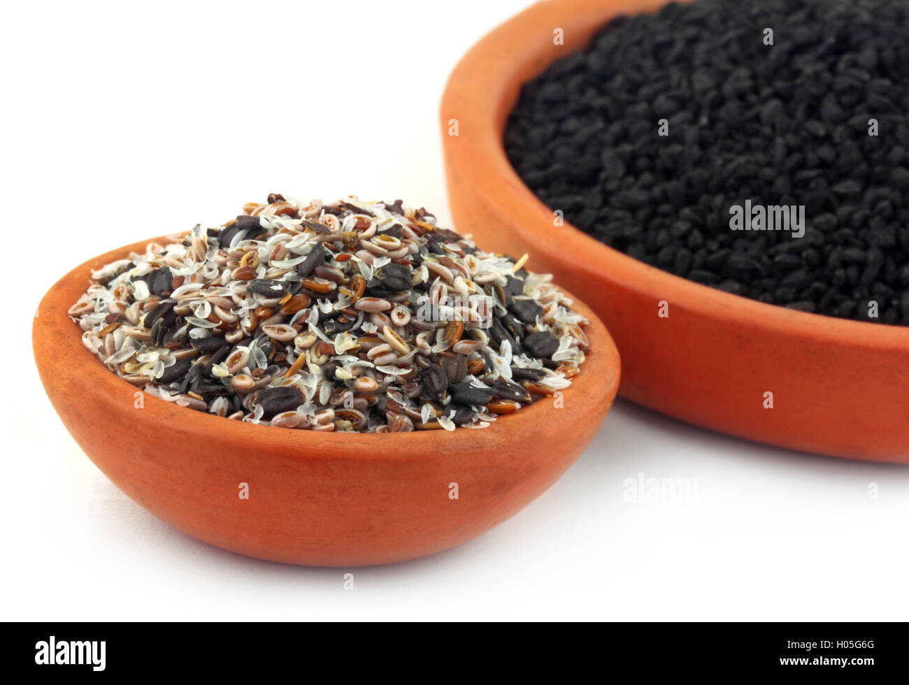 Isabgul, basilico e semi di nigella Foto Stock