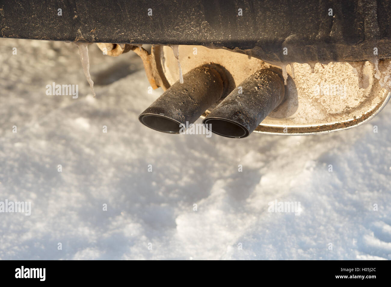 Scarico auto ghiacciata Foto Stock