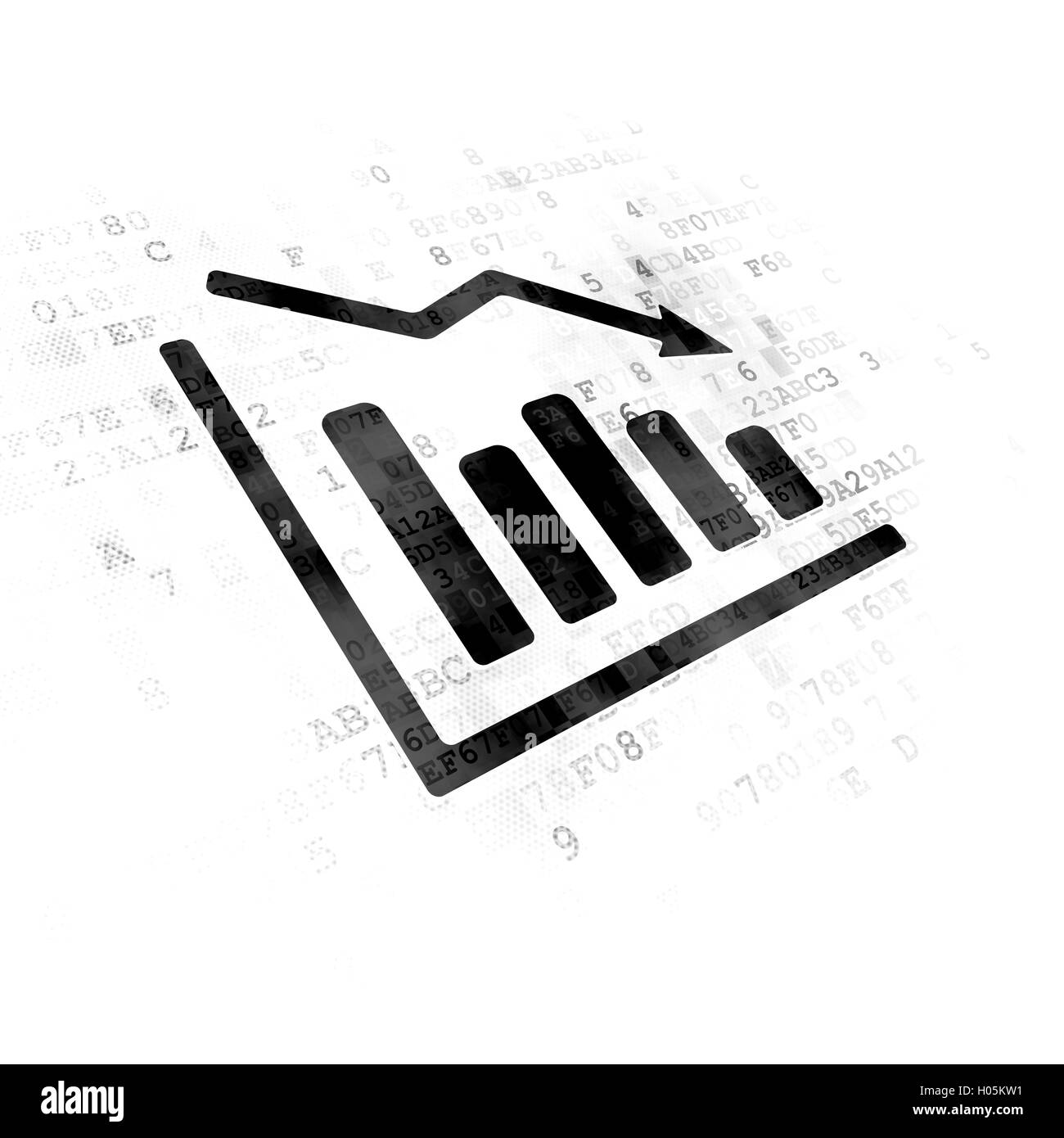 Il concetto di pubblicità: declino Grafico su Sfondo digitale Foto Stock