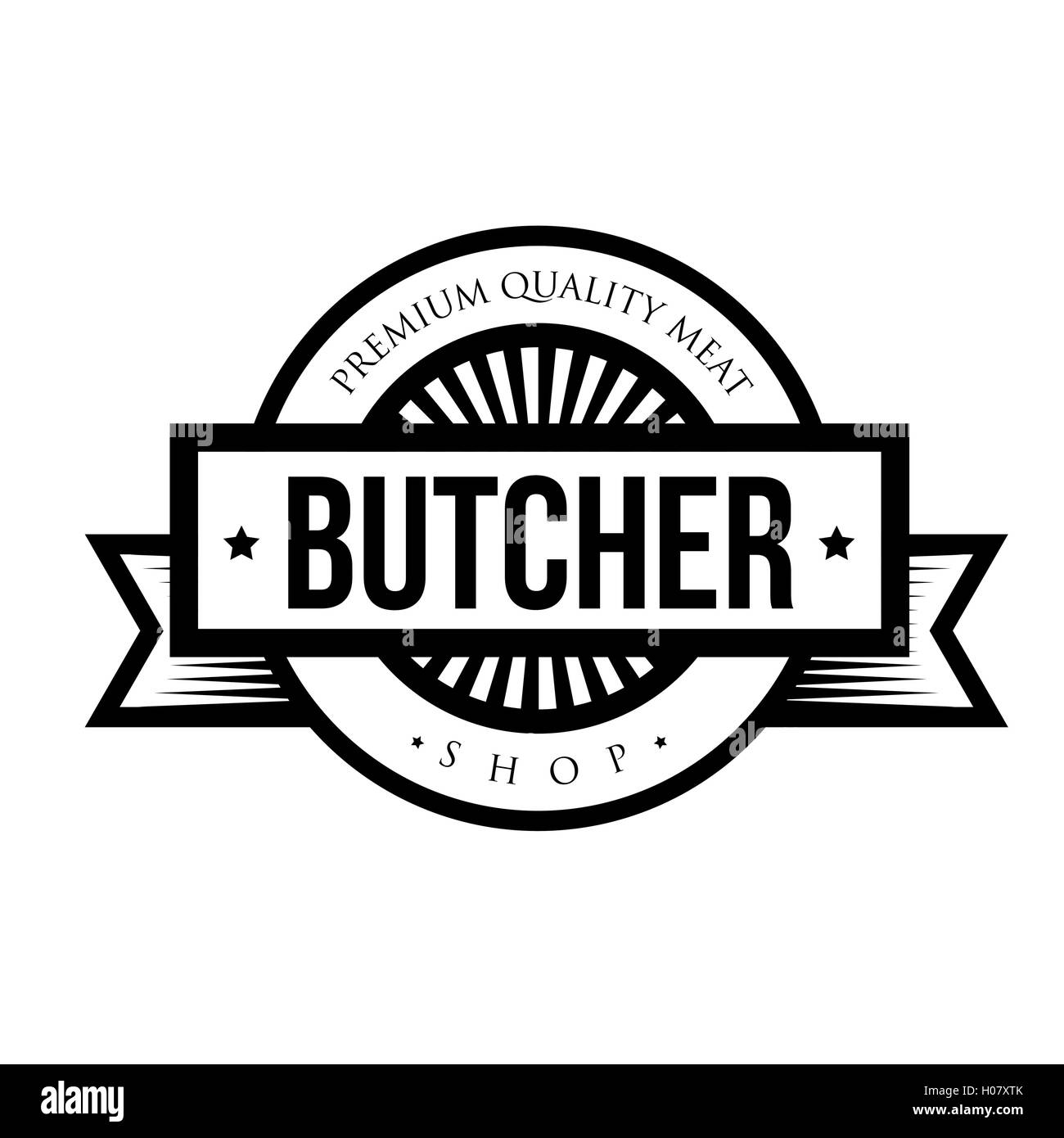 Butcher Shop logo vettore vintage Illustrazione Vettoriale