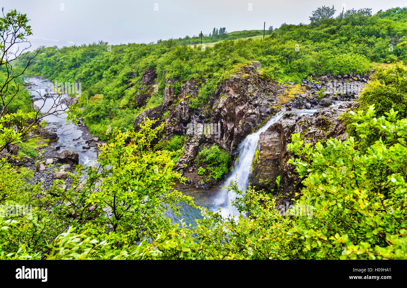 Magnusarfoss cascata in Skaftafell National Park - Islanda Foto Stock