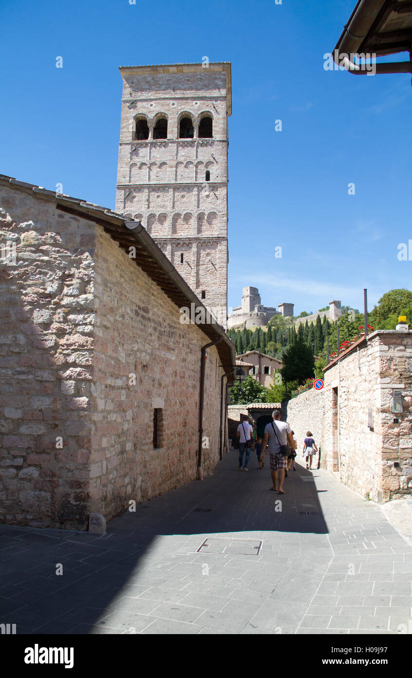 ASSISI, Italia - 12 agosto 2016: Rocca Maggiore di Assisi, Italia Foto Stock