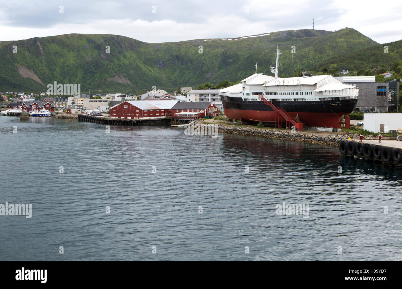 Stokmarknes, Hadsel comune, isola Hadseloya, Nordland, regione Vesteralen, nel nord della Norvegia Foto Stock