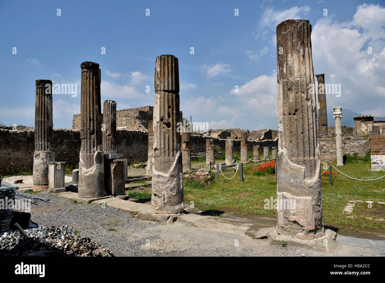Colonne, antiche città di Pompei, Campania, Italia Foto Stock