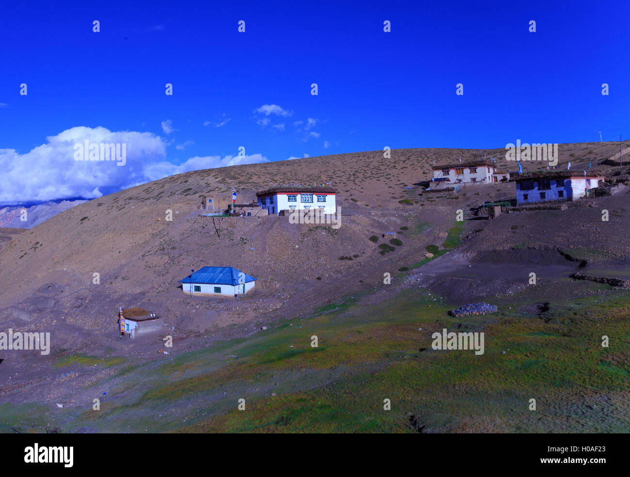 Komic Village - Spiti Valley (Himachal Pradesh, India) - la più alta del mondo village collegato da strada Foto Stock