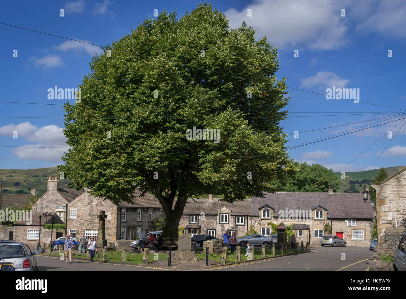 Il Castleton Derbyshire. Il nord ovest dell'Inghilterra. La piazza del mercato. Foto Stock