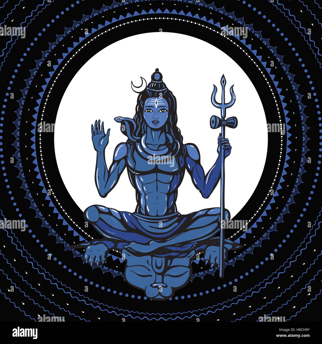 Signore Shiva. Dio indù. Illustrazione Vettoriale. Illustrazione Vettoriale