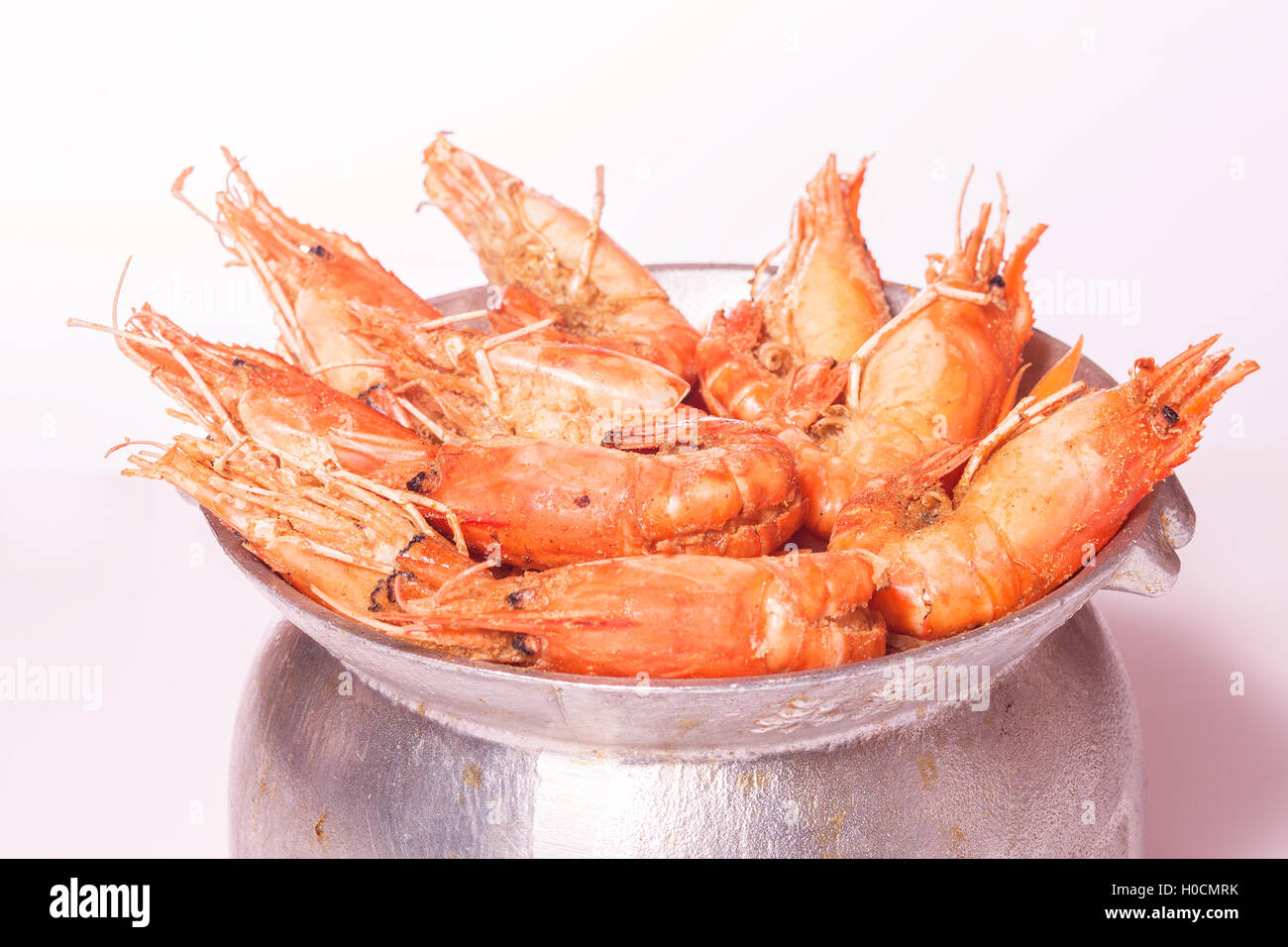 Peperone fritto con il gigante di acqua dolce gamberoni in stufato di calda in stile del Mekong Foto Stock