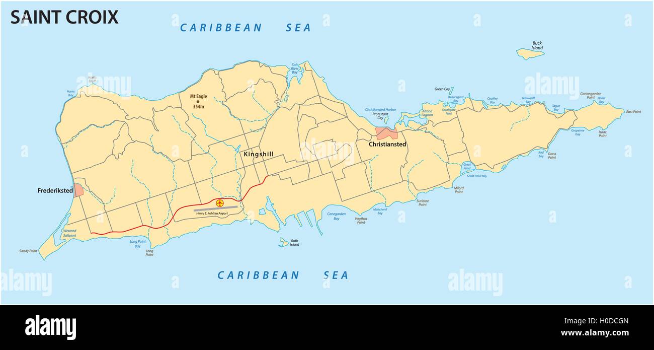 Isole Vergini degli Stati Uniti Mappa Politico Foto stock