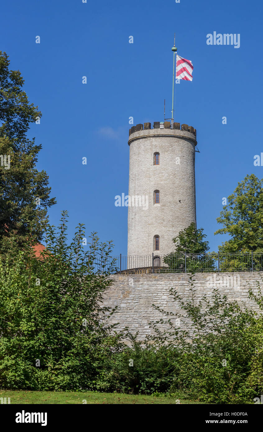 La torre del Castello di Sparrenburg di Bielefeld, Germania Foto Stock