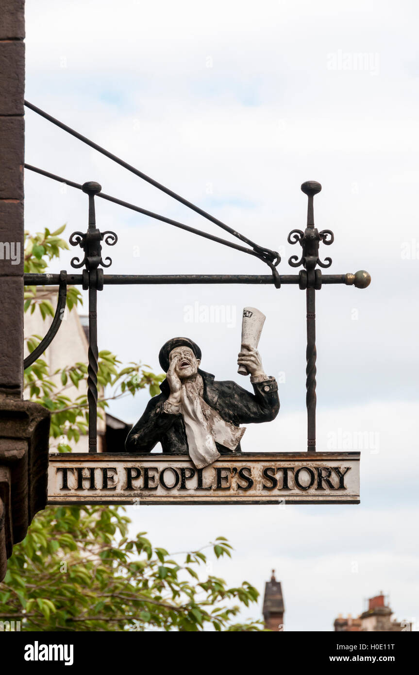 Segno per il popolo della storia museo, Edimburgo. Foto Stock