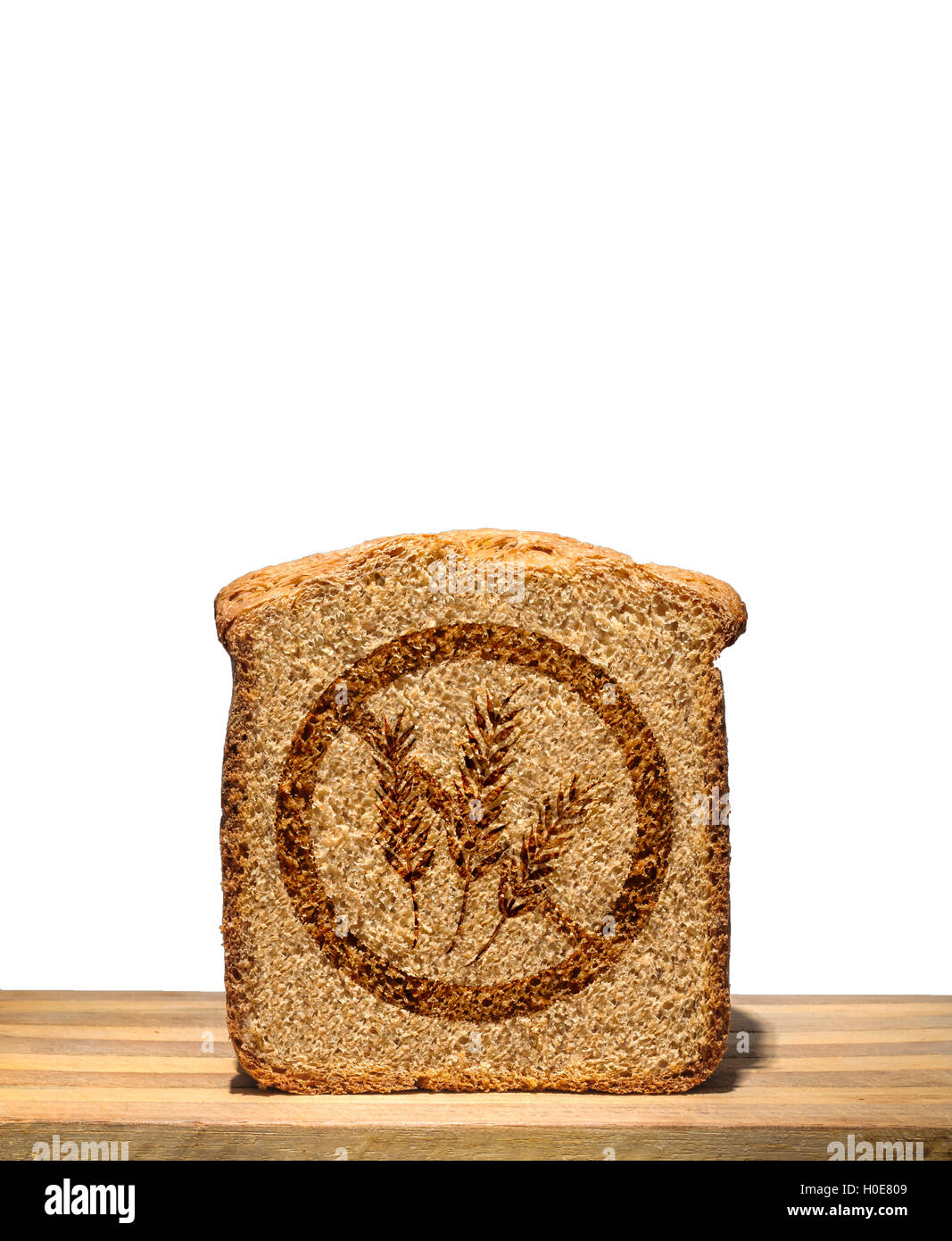 Fetta di pane contrassegnati con senza glutine timbro isolato Foto Stock
