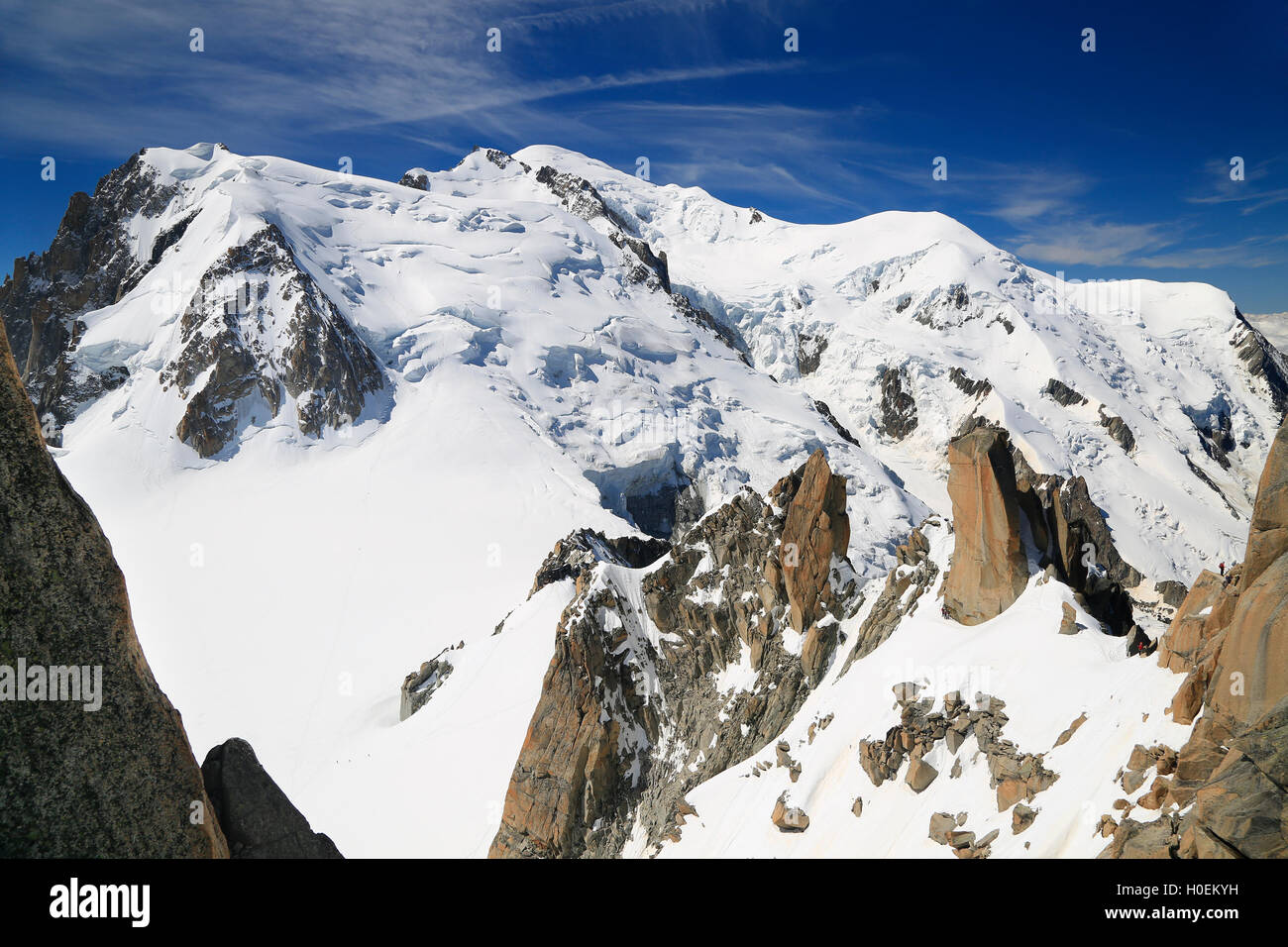 Mont Blanc vista da Aiguille du Midi, Chamonix, Francia Foto Stock