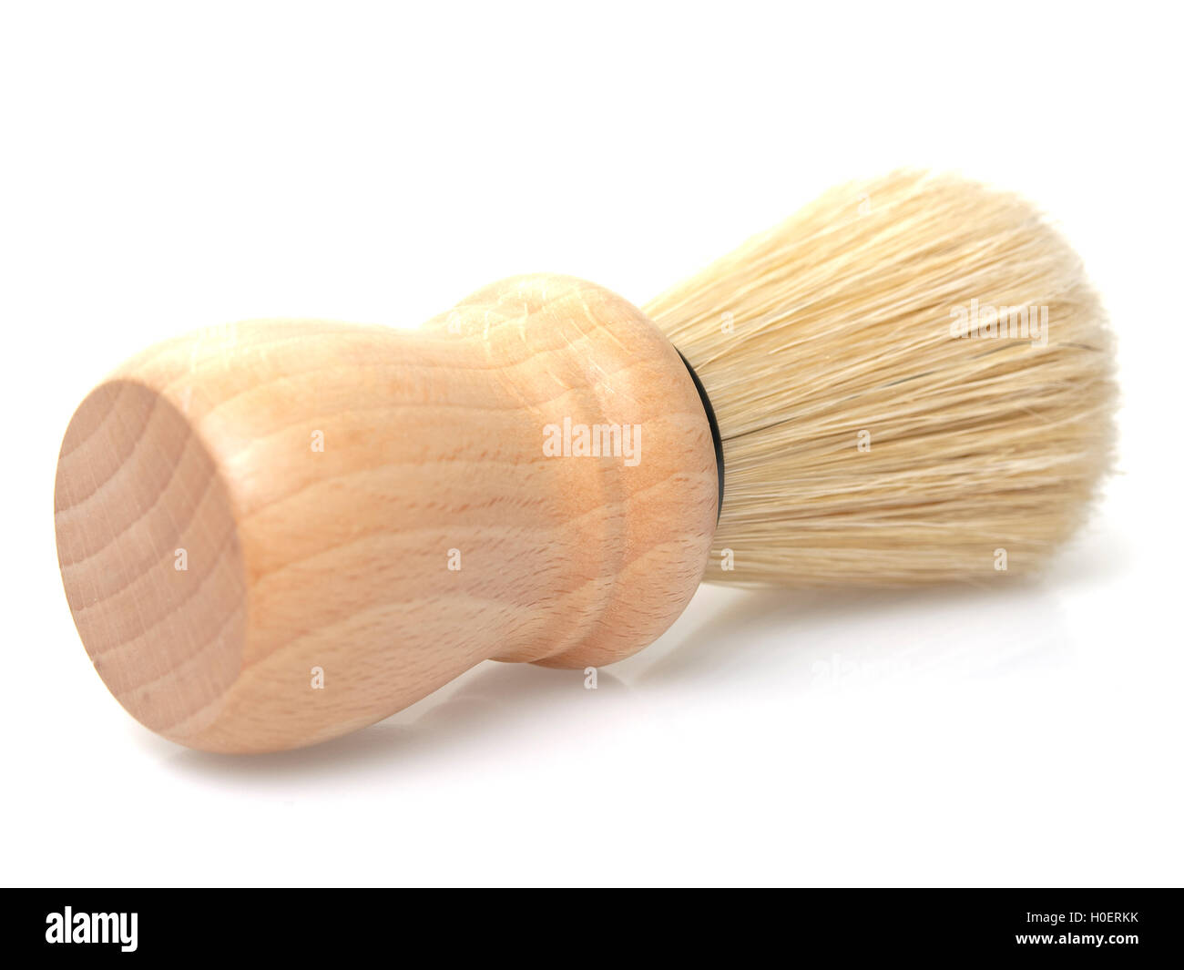 Pennelli per barba isolati su sfondo bianco Foto Stock